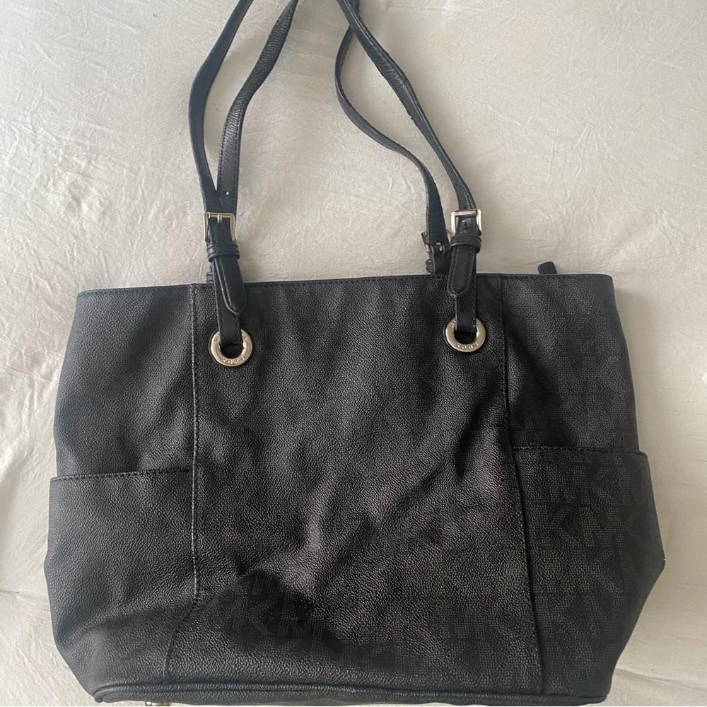Michael Kors black monogram tote bag